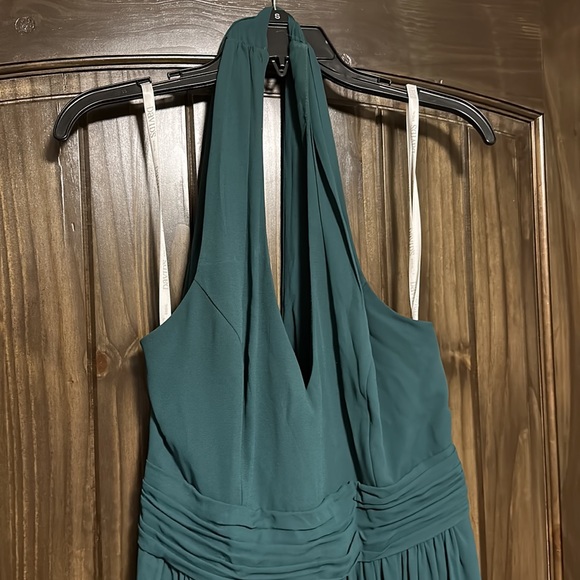 David’s Bridal Georgette Ruched Halter Bridesmaid Dress - Picture 2 of 5